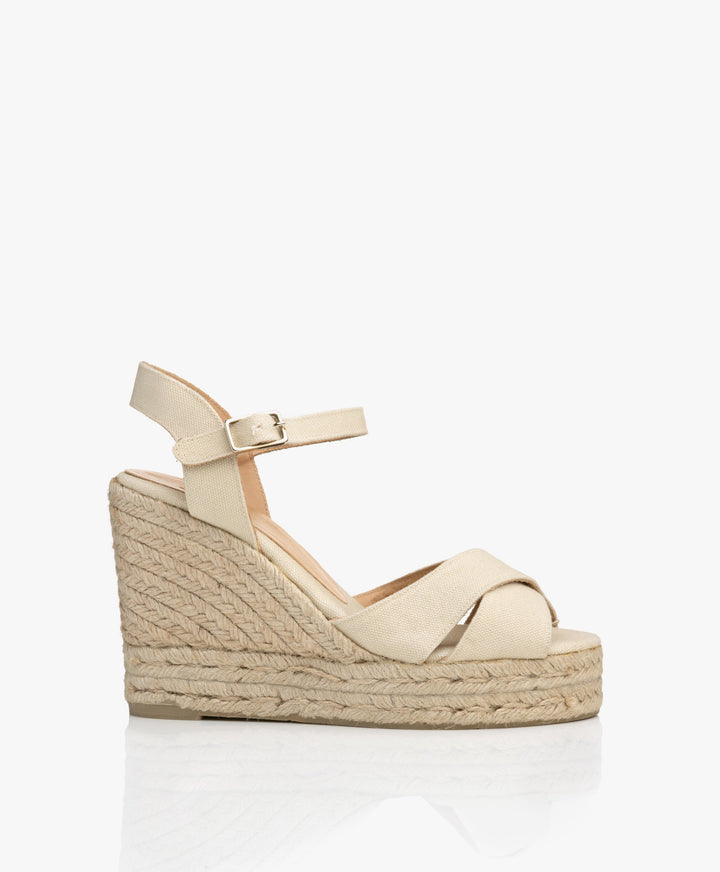 Canvas espadrille met wedgehak